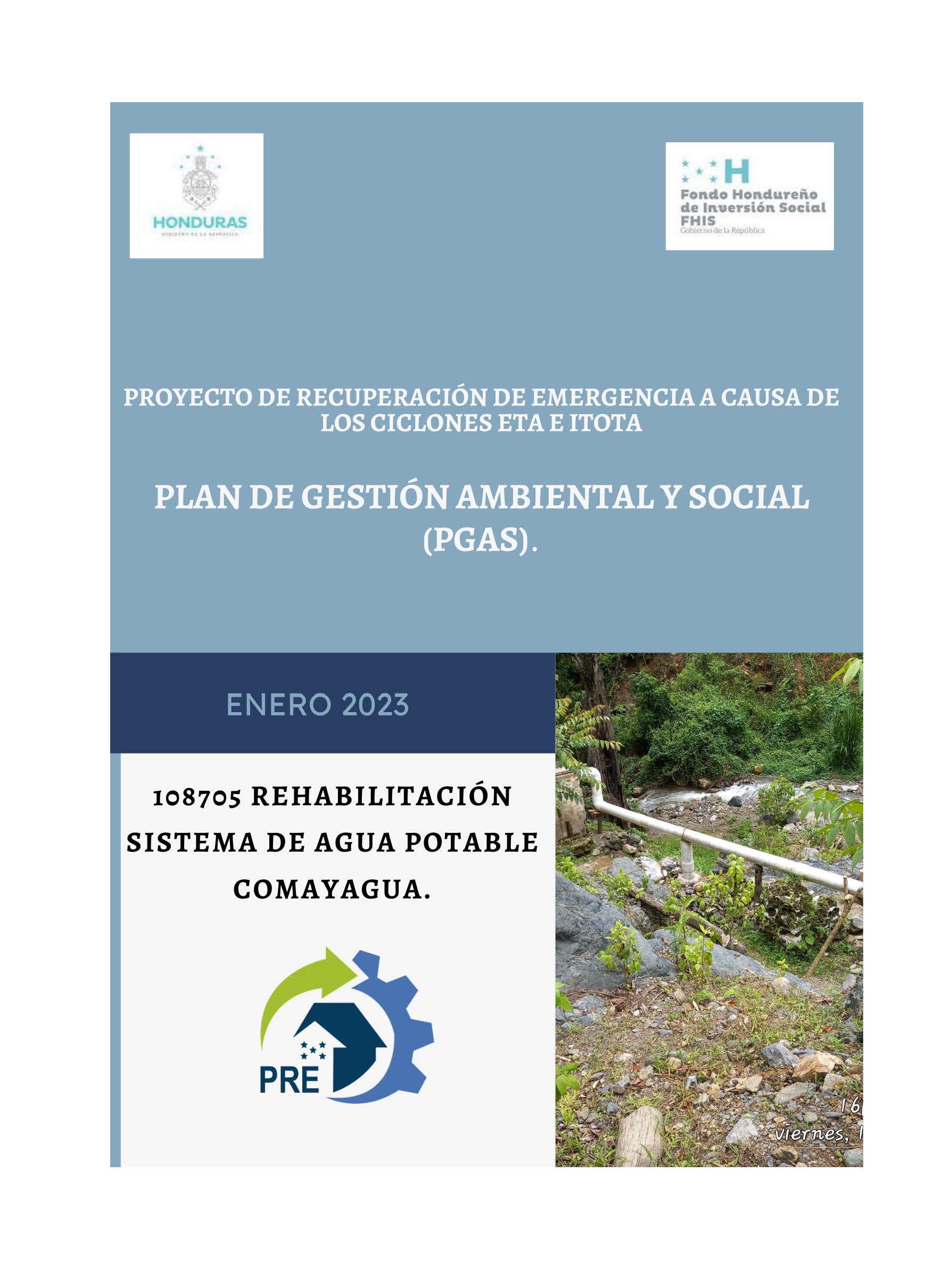 PGAS SISTEMA AGUA POTABLE COMAYAGUA FINAL 108705_Página_001 PGAS SISTEMA AGUA POTABLE COMAYAGUA FINAL 108705