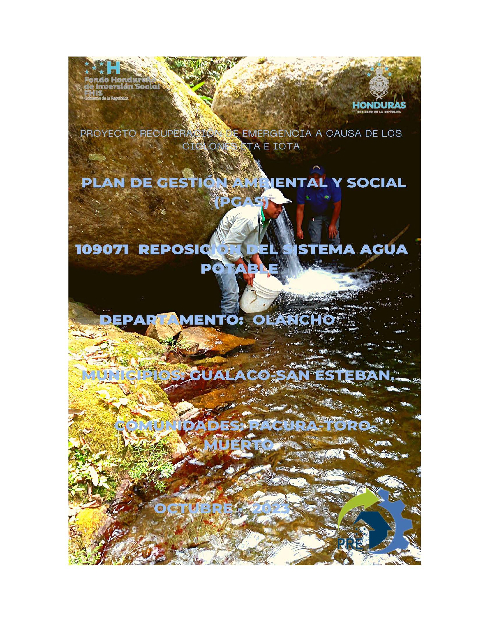 109071 PGAS REPOSICIÓN SISTEMA DE AGUA POTABLE GUALACO OLANCHO_Página_001 109071 PGAS REPOSICIÓN SISTEMA DE AGUA POTABLE GUALACO OLANCHO