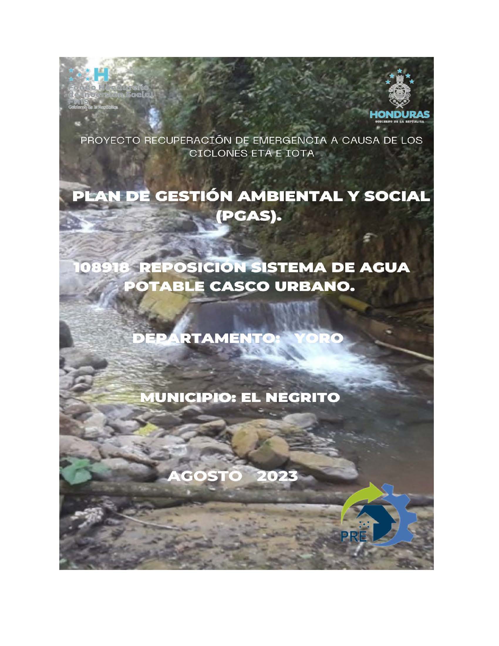 PGAS 108918 REPOSICIÓN SISTEMA DE AGUA POTABLE CASCO URBANO EL NEGRITO YORO_Página_001 PGAS 108918 REPOSICIÓN SISTEMA DE AGUA POTABLE CASCO URBANO EL NEGRITO YORO