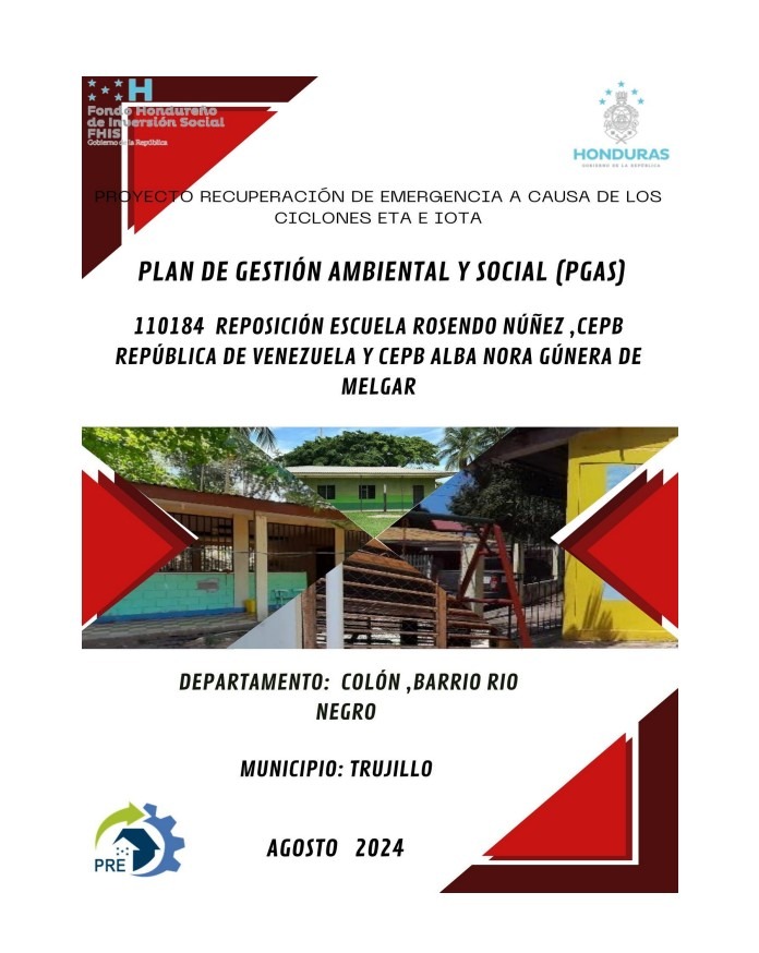110184 PGAS REPOSICIÓN ESCUELA ROSENDO NUÑEZ ,CEPB REPUBLICA DE VENEZUELA Y CEPB ALBA NORA GUNERA DE MELGAR FINAL 110184 PGAS REPOSICIÓN ESCUELA ROSENDO NUÑEZ ,CEPB REPUBLICA DE VENEZUELA Y CEPB ALBA NORA GUNERA DE MELGAR FINAL