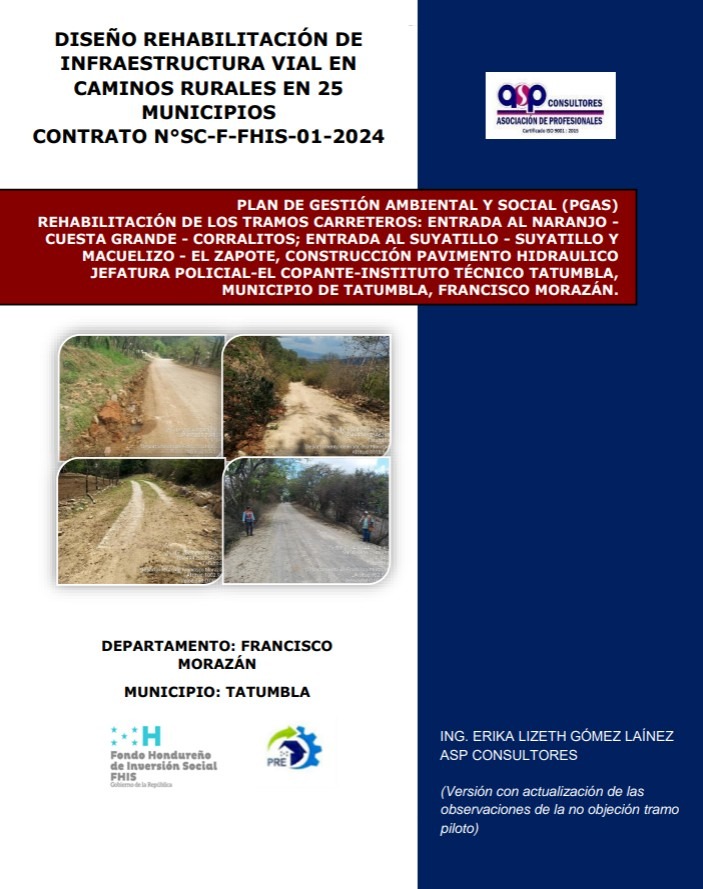 PGAS -110747 Rehabilitacion Tramos carreteros del Municipio de Tatumbla Departamento Francisco Morazan FINAL270225 PGAS -110747 Rehabilitacion Tramos carreteros del Municipio de Tatumbla Departamento Francisco Morazan FINAL270225